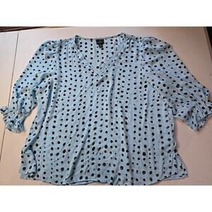 W Worthington Women's Top Size PXL 3/4 Sleeve Light‎ Blue Blouse